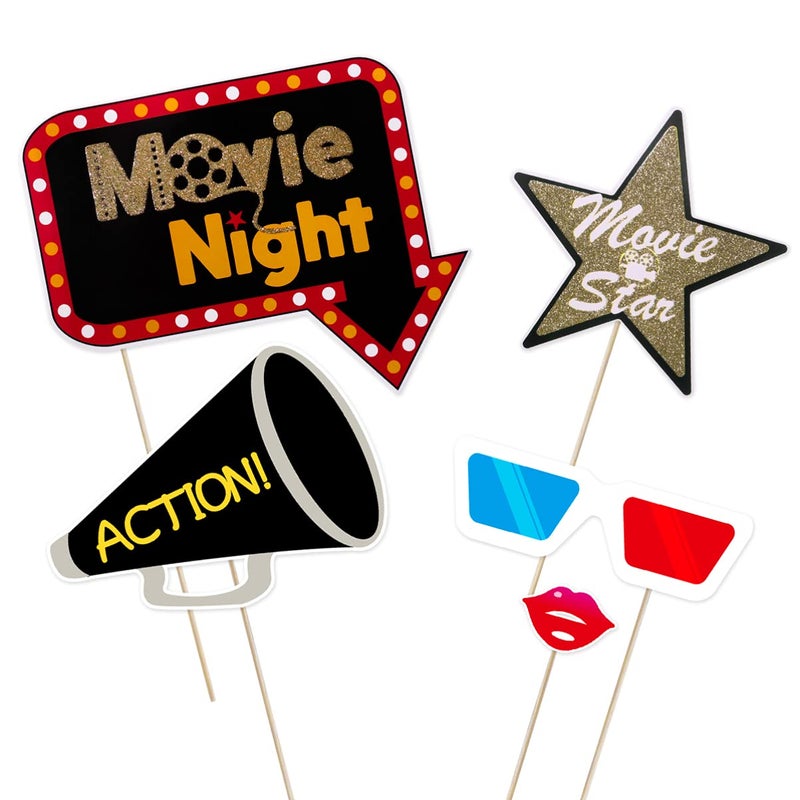 LUOEM 21Pcs Photo Booth Props for Movie Night Themed Party Supplies Photobooth Kit for Birthday, Wedding, Graduation, Bachelorette Party Decorations - Image 3